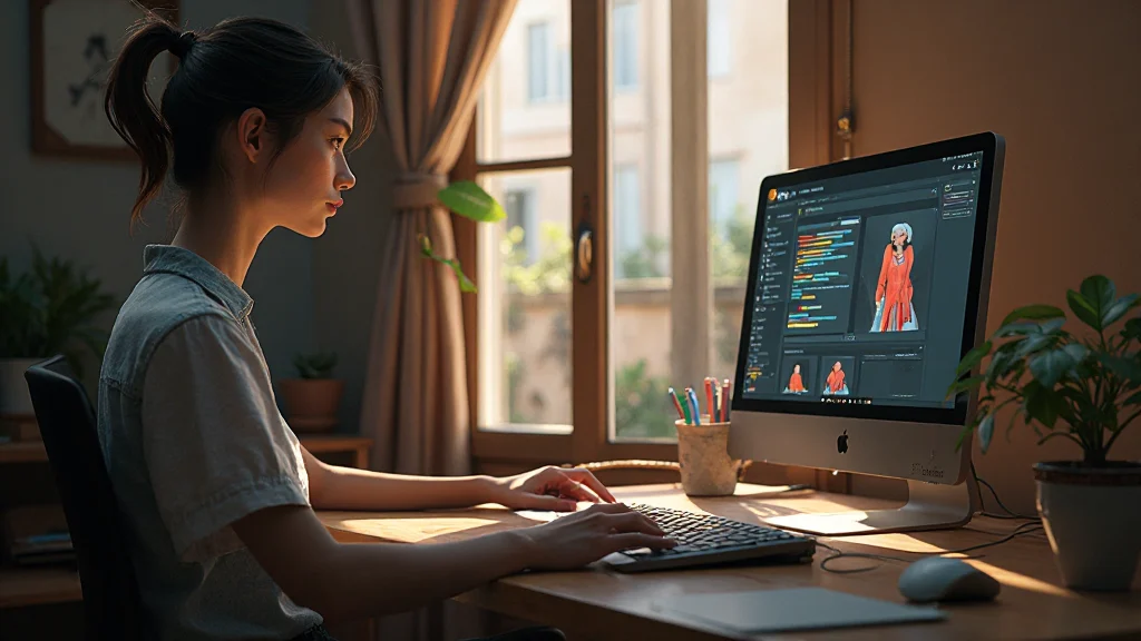 Studio di animazione 3D professionale con personaggio rigged illuminato da luci ambientali
