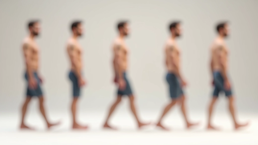 Personaggio 3D in diverse pose di camminata che mostrano peso, equilibrio e trasferimento naturale del movimento